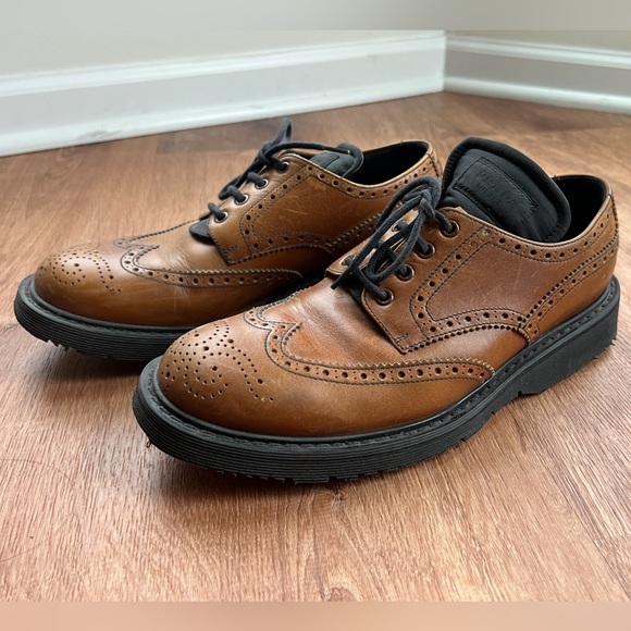PRADA Brown Derby Wingtips with Re-Nylon Tongue - Picture 1 of 8